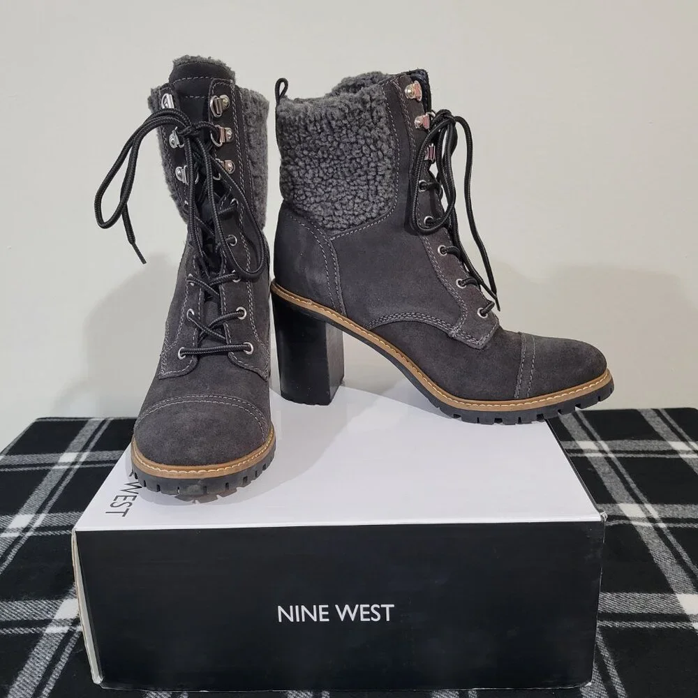 Nine West Dark Gray Suede Phaedra Boot Sz 8.5 NWT - Picture 6 of 9